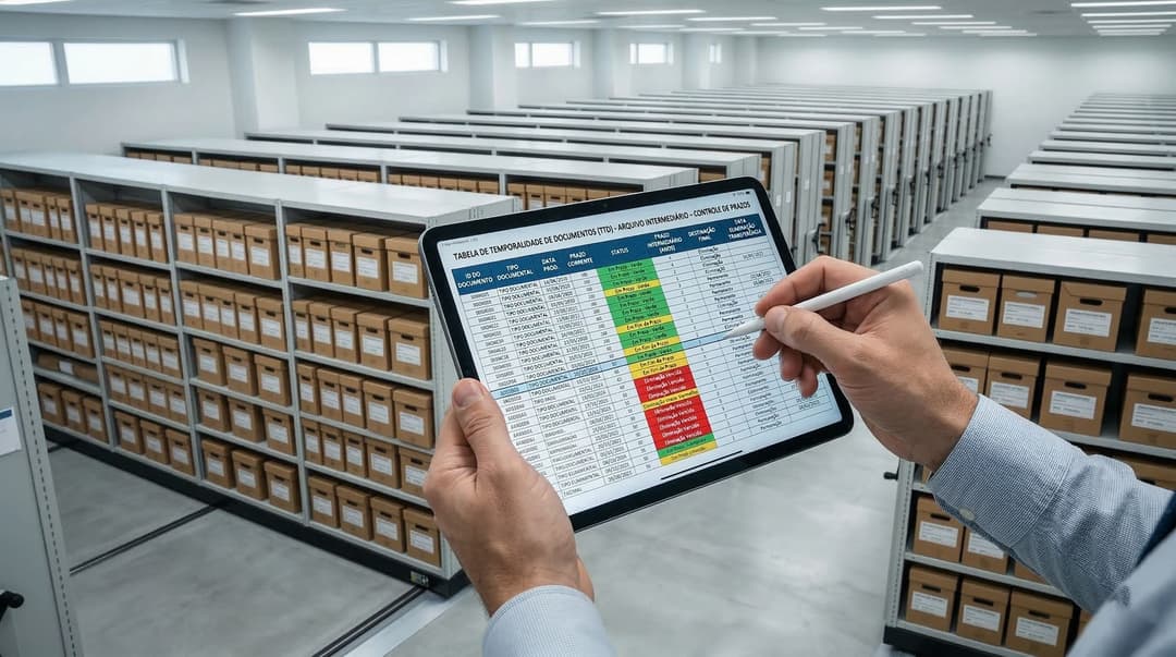 Arquivo intermediário e Tabela de Temporalidade de Documentos (TTD): arquivista confere os prazos de guarda do arquivo semiativo