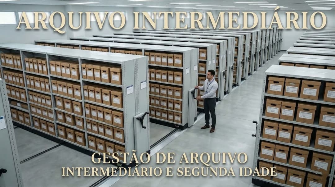 Arquivo intermediário: depósito com estantes deslizantes que economizam espaço físico na gestão de documentos da 2ª idade