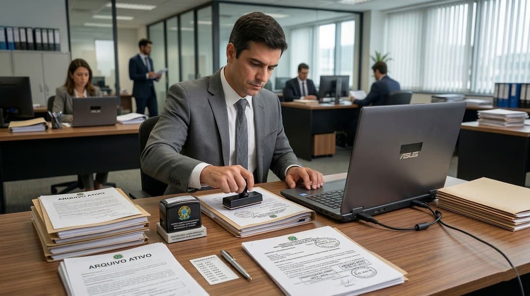 Protocolo no arquivo corrente: servidor registra e carimba processos físicos no sistema do setor