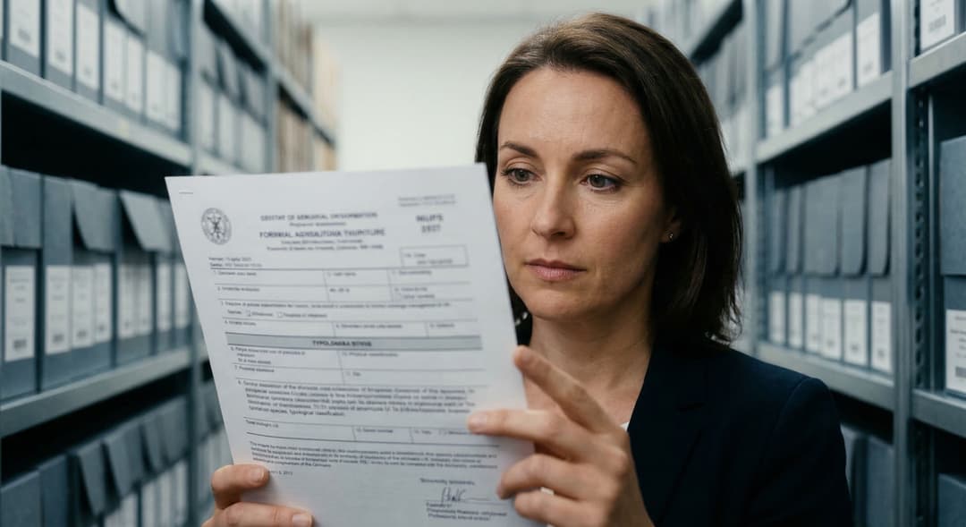 Espécie e tipologia documental: arquivista analisa a estrutura e a função de um documento oficial no arquivo
