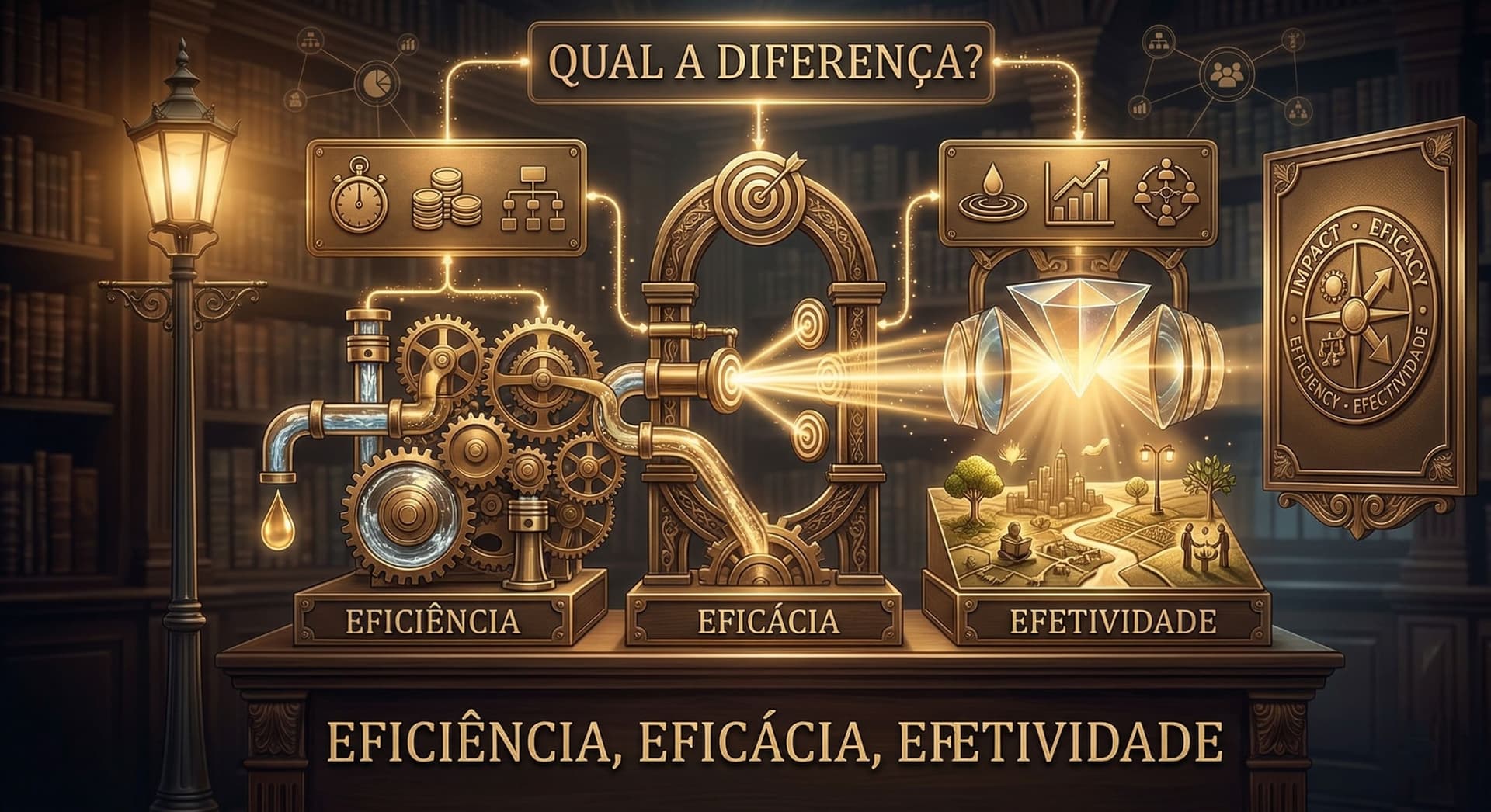 Capa do material de apoio: Eficiência, Eficácia e Efetividade: Qual a Diferença?