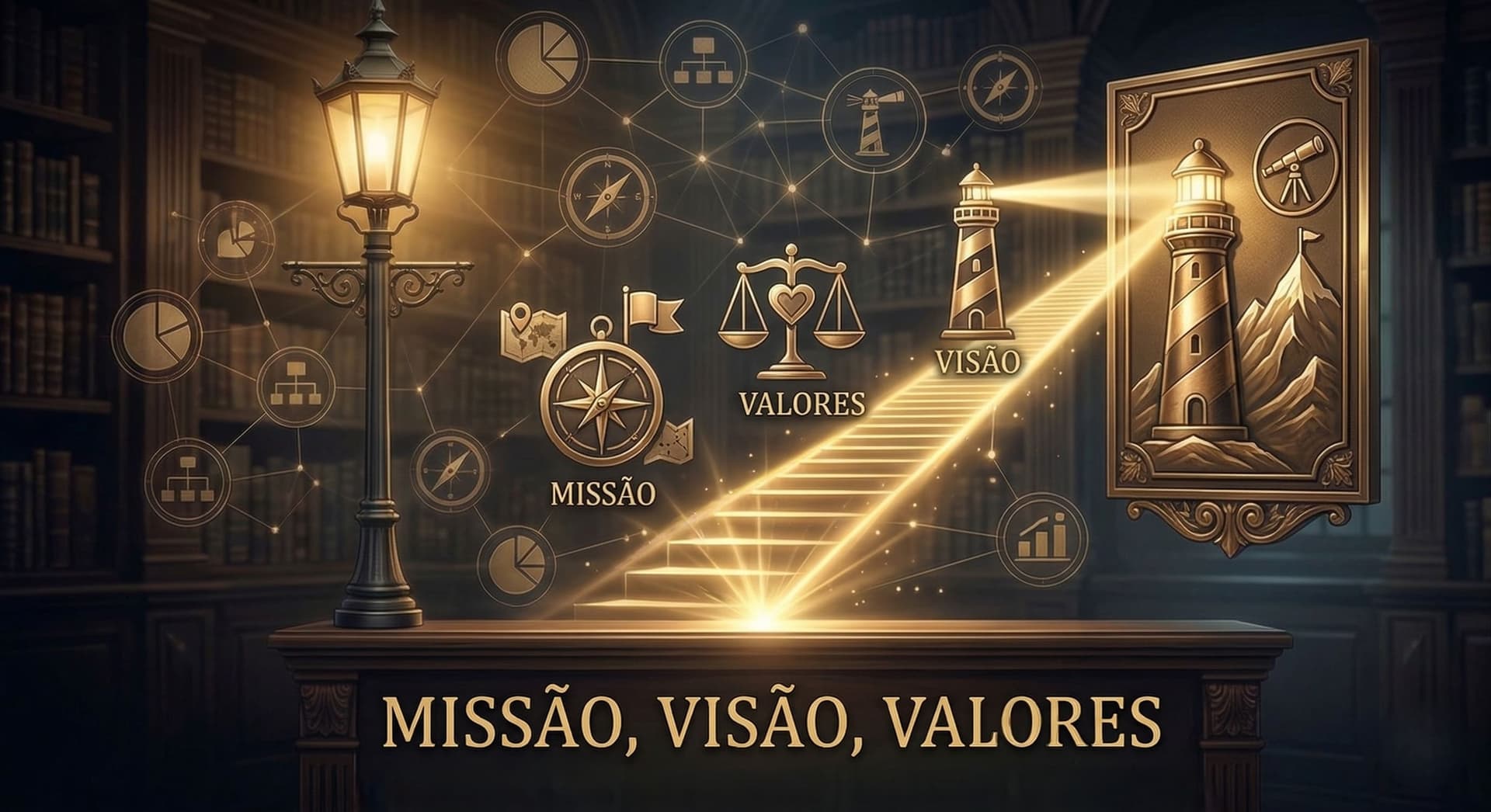 Capa do material de apoio: Como Dominar Missão, Visão e Valores