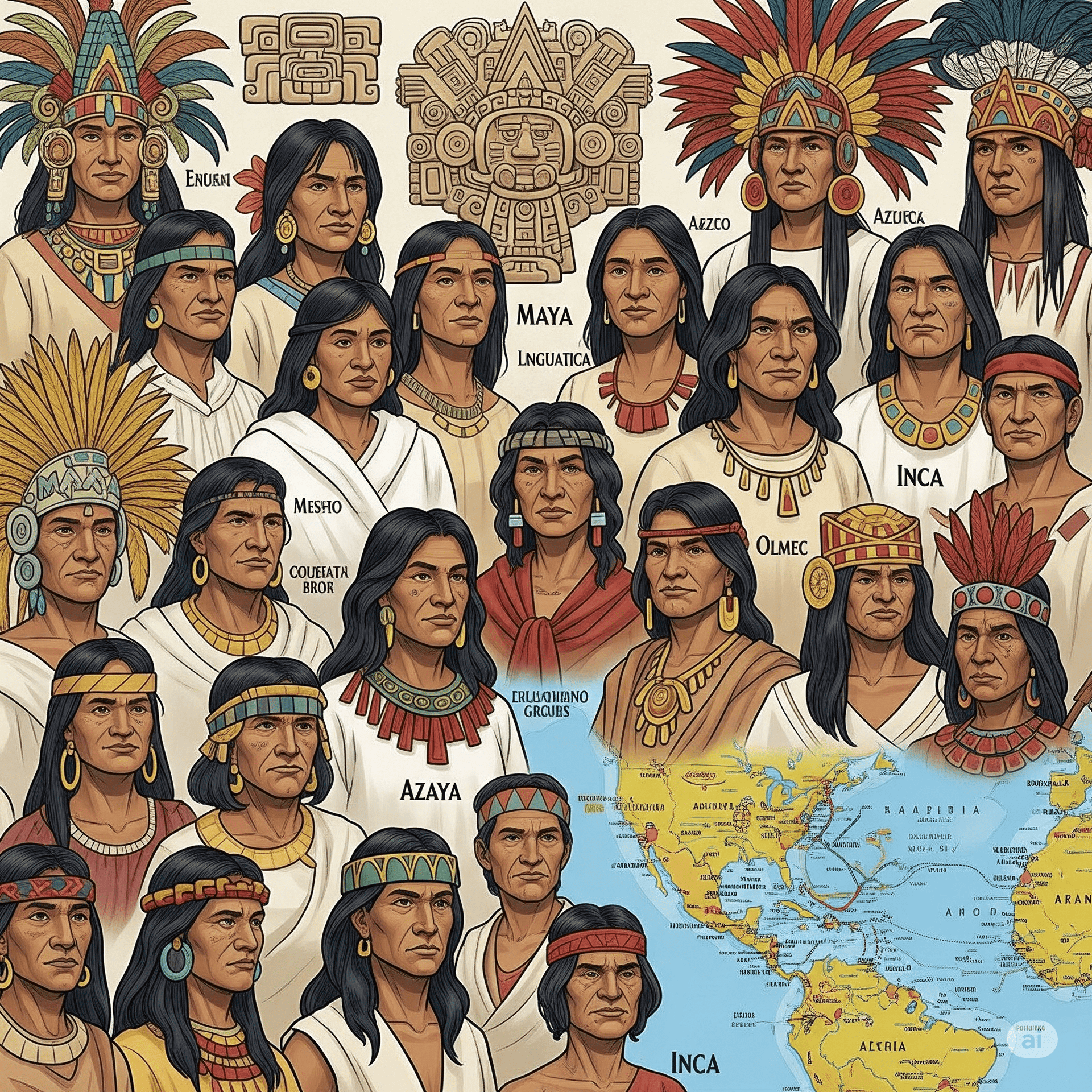 Capa do material: Civilizações pré-colombianas: Grupos étnicos e linguísticos