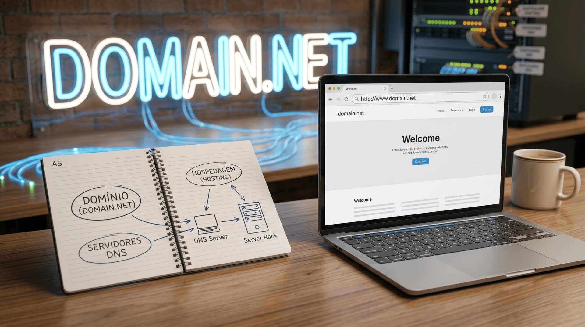 Capa do material de apoio: O que é um domínio de internet e como ele funciona?