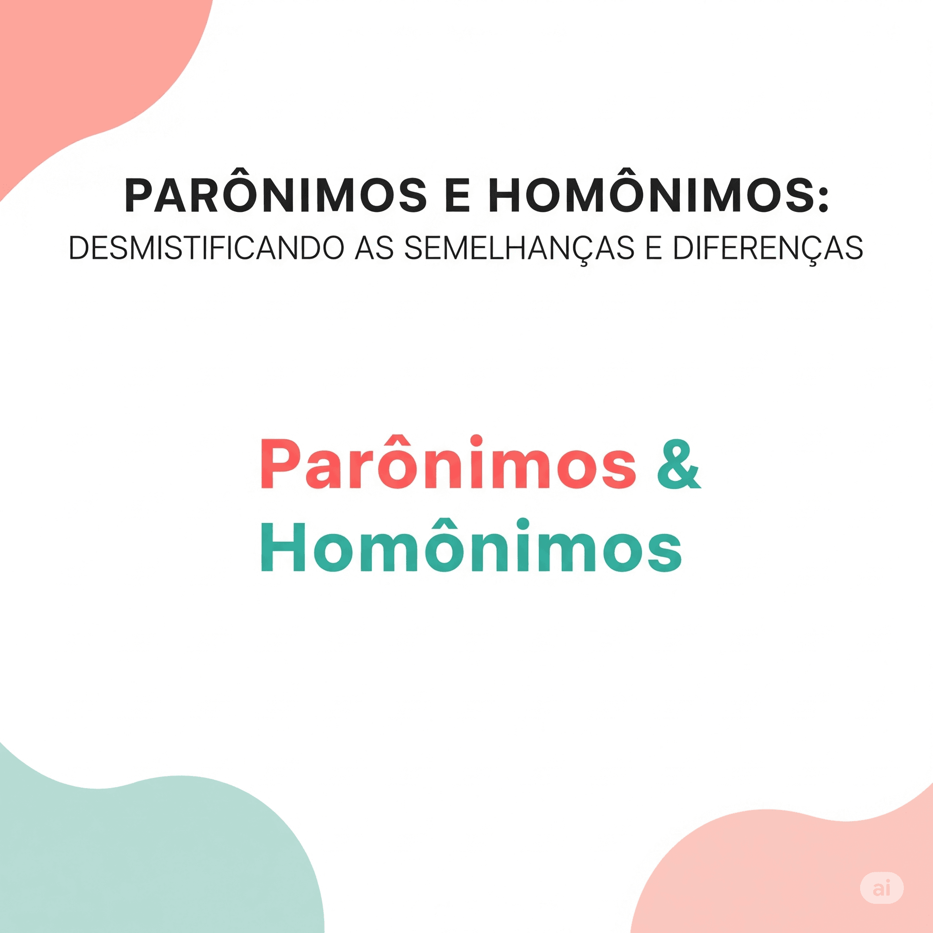 Capa do material: Parônimos e Homônimos